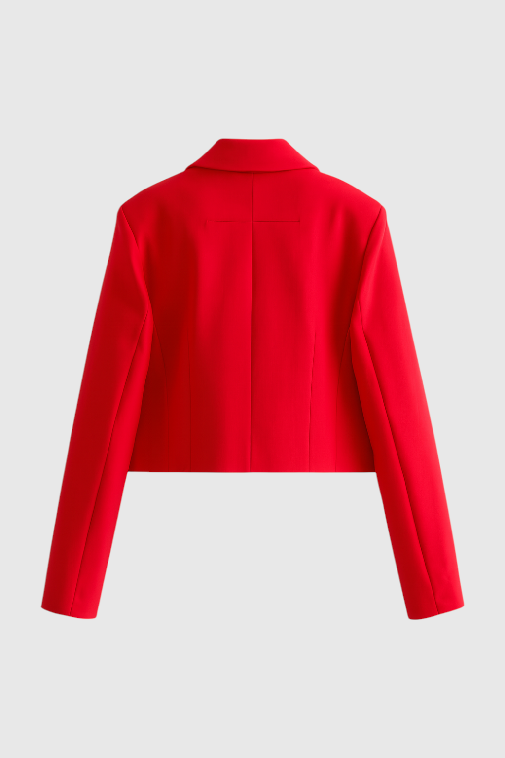Red Victoria women's cropped button jacket by Lumina Wear featuring a trendy, flattering fit and stylish design.