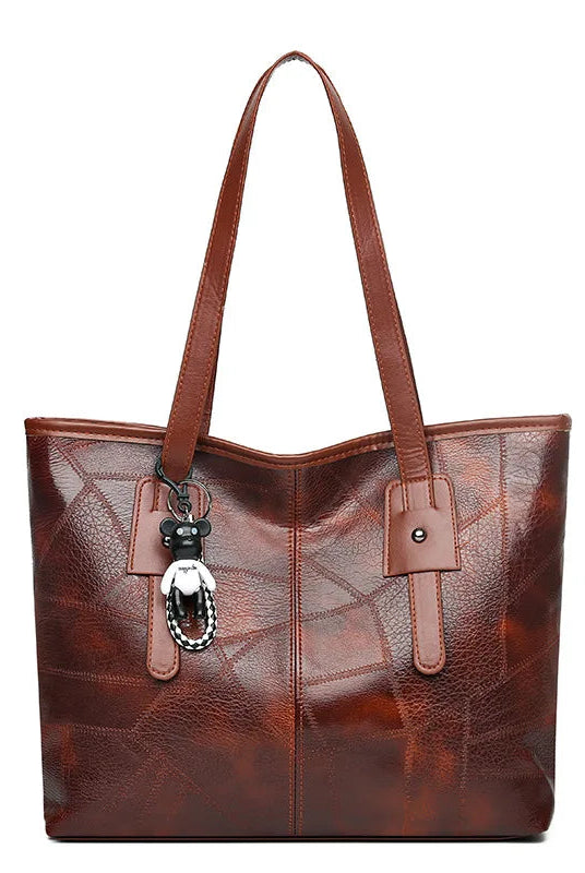 Lumina Wear Victoria vintage-inspired spacious tote bag with keychain accent in khaki, stylish handbag with ample storage.