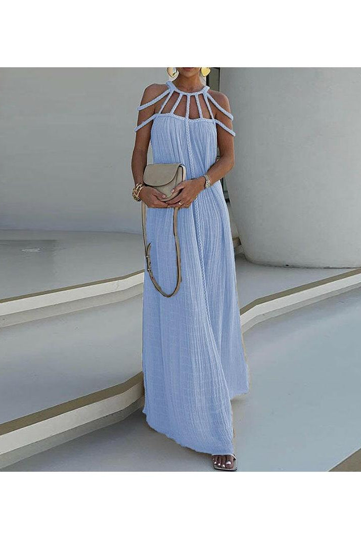 Beige Zeeva elegant stylish dress by Lumina Wear, featuring a sleek design and one-size fit, perfect for sophisticated occasions.