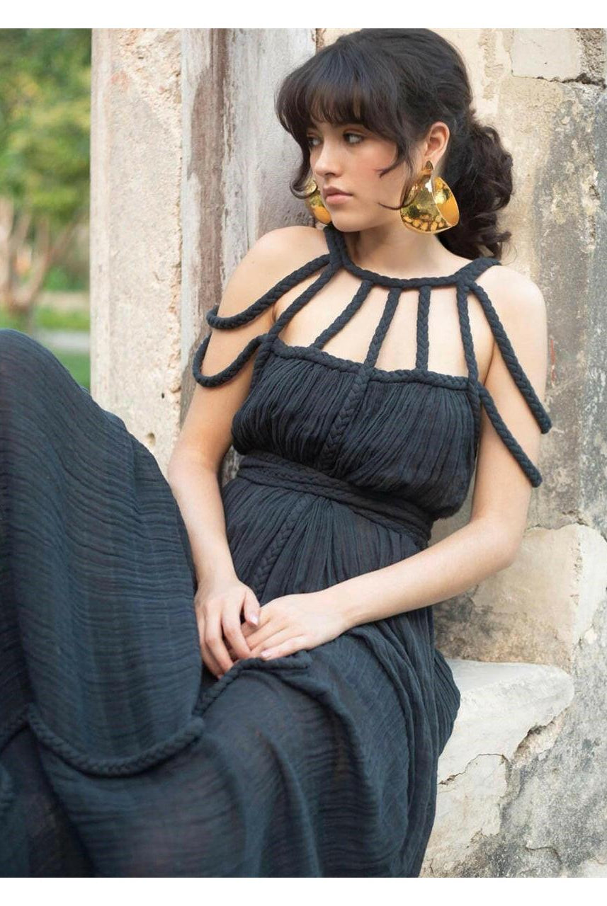 Beige Zeeva elegant stylish dress by Lumina Wear, one-size, with a fitted silhouette and intricate design details.