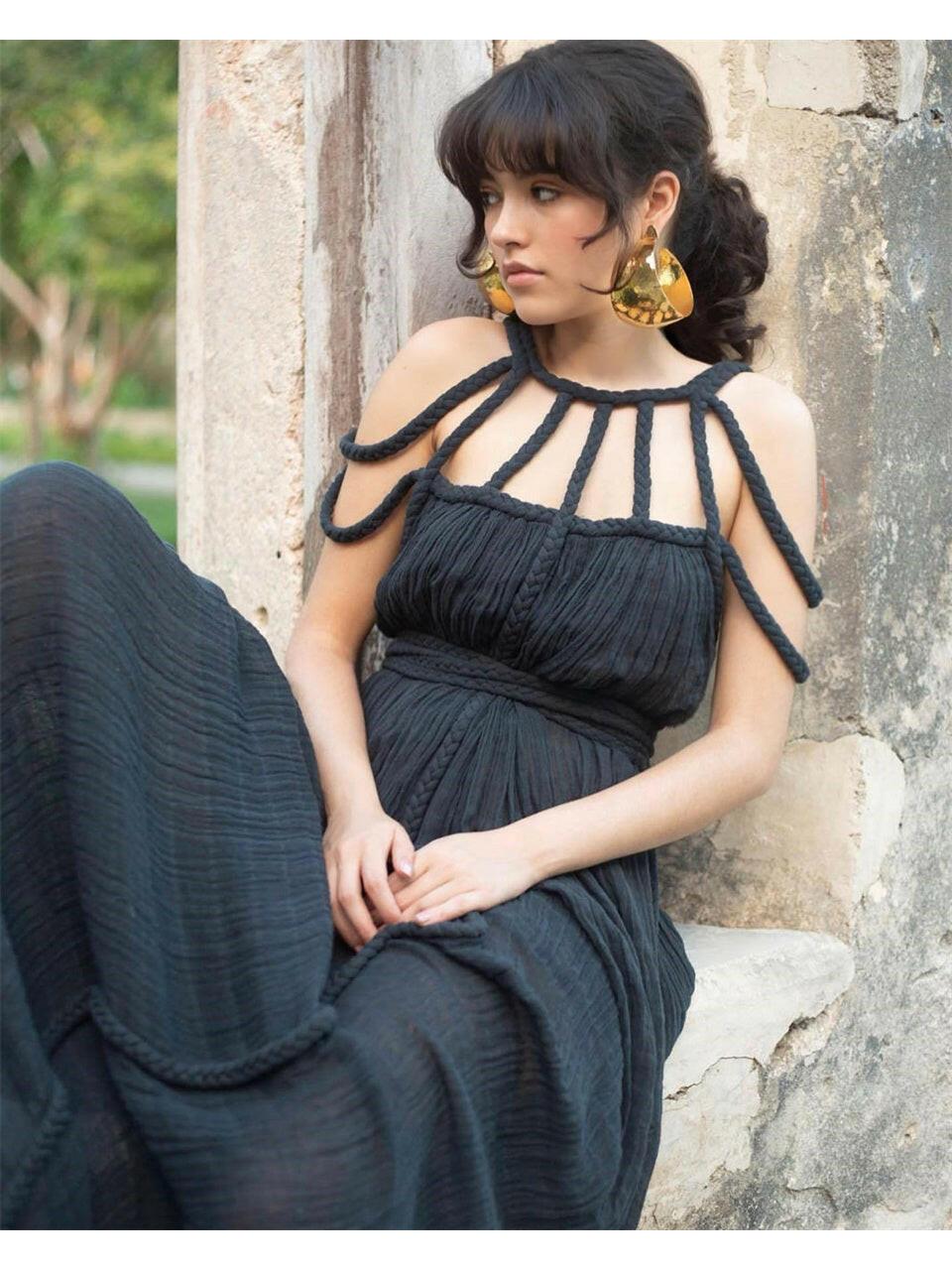 Beige Zeeva™ elegant stylish dress by Lumina Vancouver, displayed on a mannequin with a relaxed fit and sophisticated design.