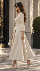 Ivory Alessandra belted power jumpsuit by Lumina Wear, featuring a tailored fit and stylish design, shown on a model.