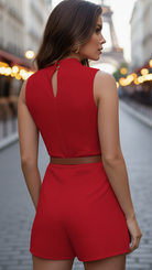 Luna | Plunging V-Neck Belted Romper - Lumina Vancouver - Lumina Vancouver