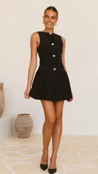 Luna | Sheer High Neck Pleated Dress - Lumina - Lumina Vancouver