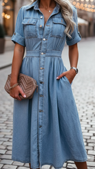 Isabelle | Belted Denim Shirt Dress - Lumina Vancouver - Lumina Vancouver