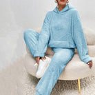 Lumina Wear Alexa cozy hooded two-piece lounge set, featuring a flattering fit and soft loungewear fabric.