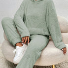 Alexa Lumina cozy hooded two-piece lounge set, featuring a flattering fit and soft fabric, perfect for comfortable loungewear.