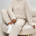 Lumina Wear Alexa cozy hooded two-piece lounge set with flattering fit, soft fabric, and casual style for comfortable home wear.