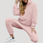 Lumina Wear Alexa cozy hooded two-piece lounge set with flattering fit, soft fabric, and comfortable design for relaxed wear.