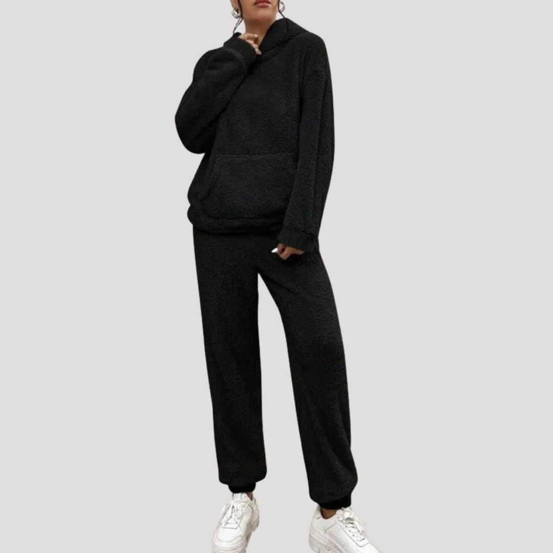Alexa Lumina Wear cozy hooded two-piece lounge set featuring a flattering fit, soft fabric, and stylish design for comfortable loungewear.
