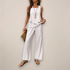 A vibrant printed wide-leg women's set with relaxed fit from Lumina Wear, featuring bold patterns and comfortable style.