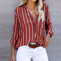 Lumina Wear Bella relaxed striped button blouse, casual T-shirt style with timeless appeal, featuring a comfortable fit and classic design.