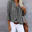 Lumina Wear Bella relaxed striped button blouse, casual T-shirt with timeless appeal, featuring a comfortable fit and stylish design.
