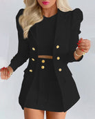 Elegant floral blazer and skirt set for women by Lumina Wear, featuring tailored design and vibrant floral patterns.