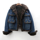 Vintage tailored denim coat with multi pockets from Lumina Wear, shown in a classic blue denim style.
