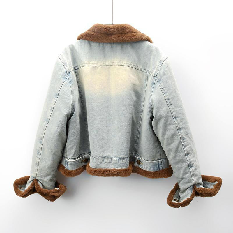 Vintage tailored denim coat with multi pockets from Lumina Wear, featuring classic design and durable denim fabric.