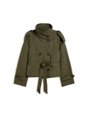 Lumina Wear Cathryn short structured trench coat with belt and waist tie, stylish outerwear with a modern silhouette.