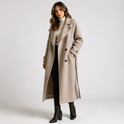 Lumina Wear Cecilia double-breasted wool blend overcoat with notched lapel, stylish and elegant winter coat for women.