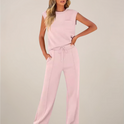 Lumina Wear Charlotte relaxed fit two-piece pants set with drawstring, featuring comfortable pants and matching top.