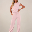 Lumina Wear Charlotte relaxed fit two-piece pants set with drawstring for women, featuring comfortable, stylish casual wear.