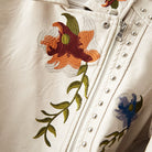 Chloé Edgy floral embroidered leather jacket with silver studs for women by Lumina Wear, featuring detailed floral embroidery and stud accents.