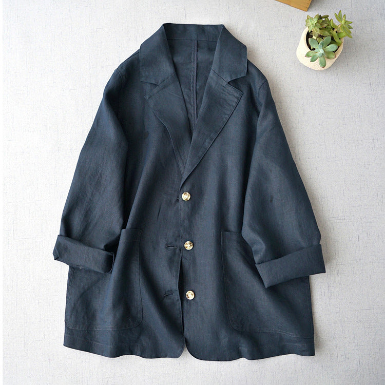 Lumina Wear Chloe relaxed fit linen blend blazer with structured lapel, tailored design and lightweight fabric for a sophisticated look.