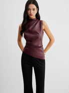 Lumina Wear Ella sleeveless high neck tank top for women, featuring a chic, fitted design and smooth fabric.