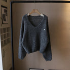 Lumina Wear Fiorentina soft draped vintage V-neck sweater with a comfortable fit, shown in a cozy, relaxed style.
