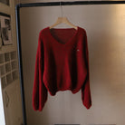 Lumina Wear Fiorentina vintage V-neck sweater with soft draped fabric and comfortable fit, shown in a cozy knit style.