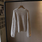 Lumina Wear Fiorentina vintage V-neck sweater with soft draped fabric and comfortable fit, showcased on a neutral background.