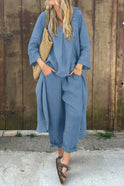 Lumina Wear Florence relaxed tunic and pant set, stylish top with flowing fabric, perfect for casual or elegant wear.