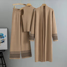 Giuliana Lumina relaxed fit three-piece dress set with embroidered trim, featuring a comfortable, stylish design displayed on a model.