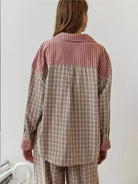 Women’s spring plaid two-piece set by Lumina Wear featuring a coordinated stylish top and skirt in a spring-inspired pattern.