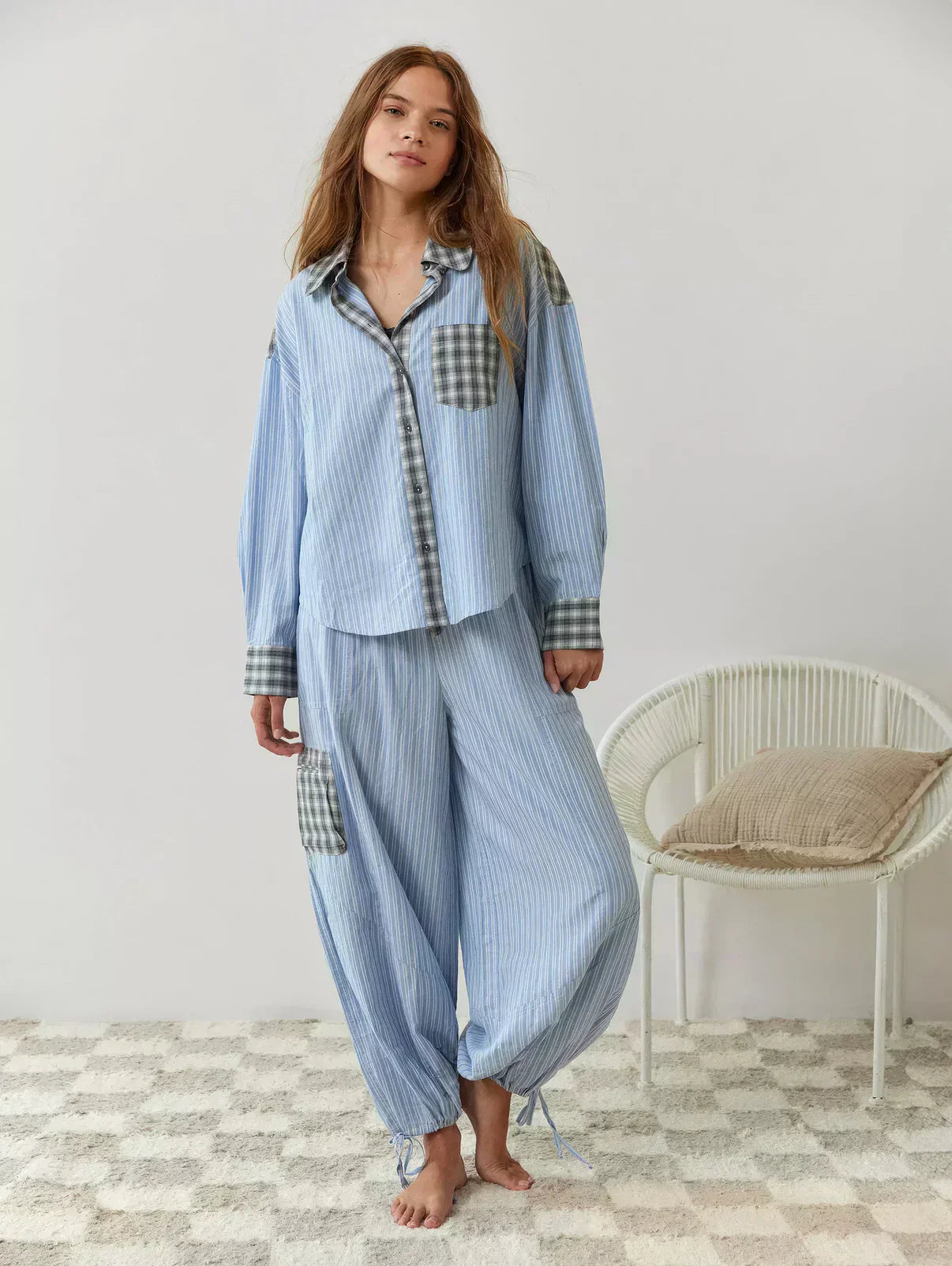 Women's spring plaid two-piece set by Lumina Wear featuring a coordinated design and effortless style.