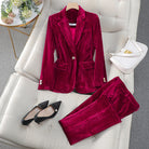 Lumina Wear women's tailored blazer and trousers set with polished silhouette, stylish business suit for professional looks.