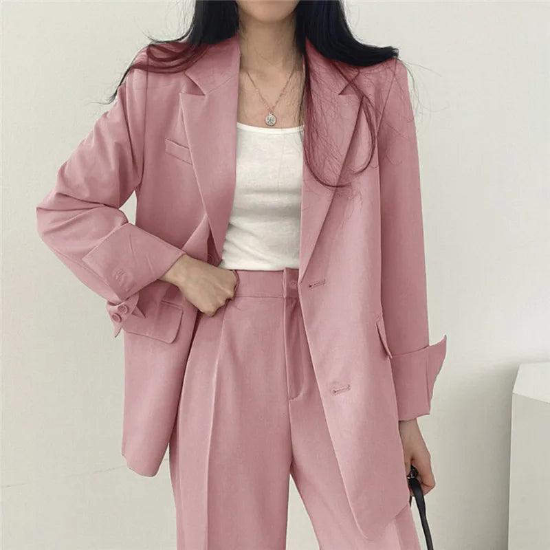 Lumina Wear Hailey tailored blazer and high-waisted trousers suit set, stylish and professional for modern office wear.