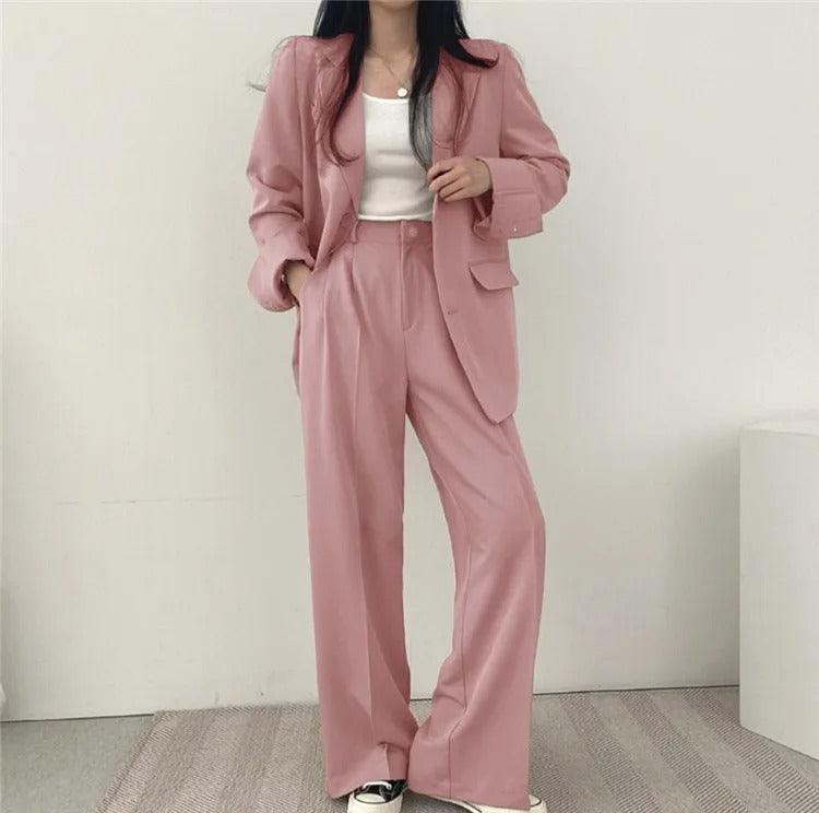 Lumina Wear Hailey tailored blazer and high-waisted trousers suit set, stylish and professional for modern office wear.