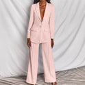 Lumina Wear Harper bold structured longline blazer and wide-leg pantsuit, tailored and stylish for professional wear.