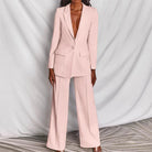 Lumina Wear women's Harper bold structured longline blazer with wide-leg pantsuit, showcasing tailored fit and modern style.