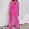 Lumina Wear Harper bold structured longline blazer with wide-leg pantsuit, tailored fit, in classic black fabric.