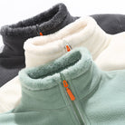 Lumina Wear Haven men's fleece jacket with plush warmth and standing collar, perfect for cold weather outdoor wear.