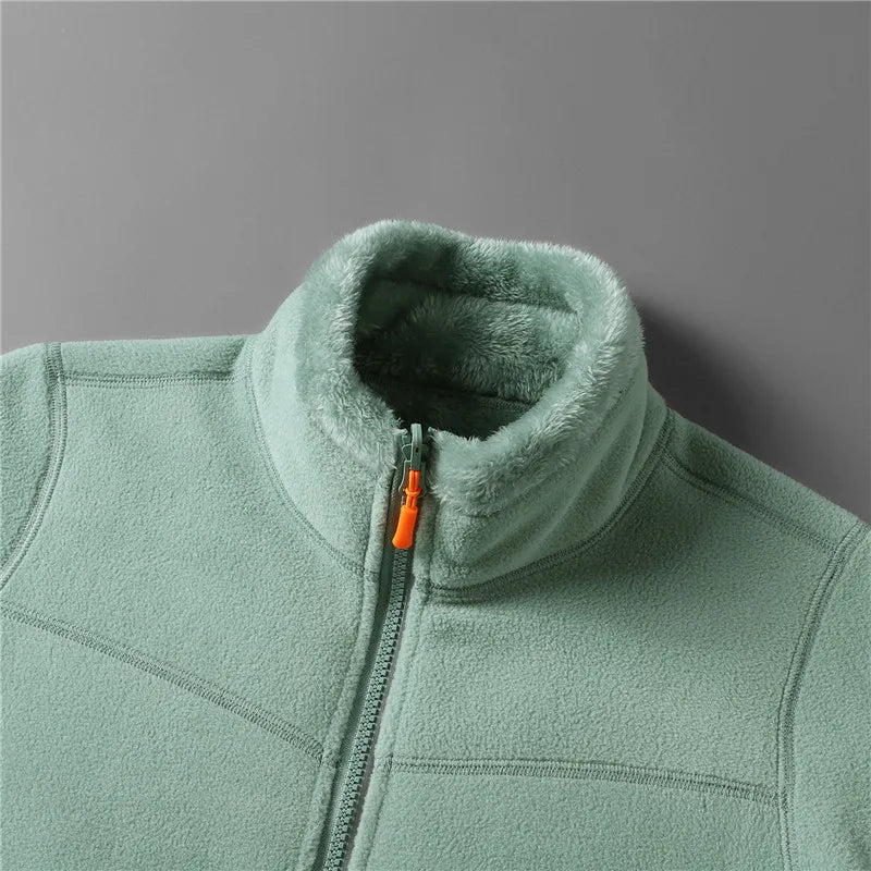 Lumina Wear Haven men's fleece jacket with plush warmth and standing collar, perfect for cold weather outdoor wear.