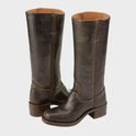 Black leather knee-high orthopedic boots with retro style from Lumina Wear, featuring a classic silhouette and sturdy sole.