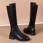 Isabella | Buckle Accent Black Knee High Boots with Low Block Heel - Lumina 2
