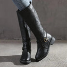 Isabella | Chic Black Knee High Boots with Buckle Strap - Lumina 2