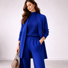 Isabella cozy ribbed knit loungewear set by Lumina Wear featuring a relaxed fit and comfortable, casual clothing set for lounging.
