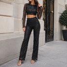Isabella | Elegant Cropped Sequin Two Piece Set with Long Sleeves - Lumina 1