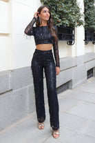 Isabella | Elegant Cropped Sequin Two Piece Set with Long Sleeves - Lumina 6