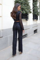 Isabella | Elegant Cropped Sequin Two Piece Set with Long Sleeves - Lumina 7