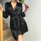 Isabella | Elegant Silk Kimono Robe with V-Neck and Self-Tie Belt - Lumina 2